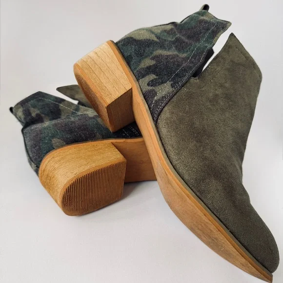 Stylish Olive Ankle Boots with Camouflage Detail - Picture 7 of 8